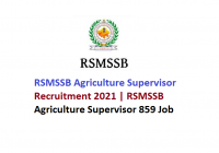 RSMSSB Agriculture Supervisor Recruitment 2021, RSMSSB  Agriculture Supervisor 859 Job