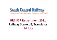 RRC SCR Recruitment 2021- Railway Steno, JE, Translator 96 Jobs